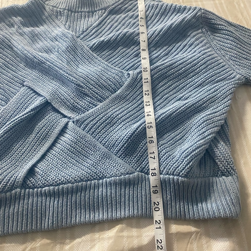 C/MEO Collective Blue shake it off Sweater Chunky Knit with criss cross panel - Picture 7 of 8
